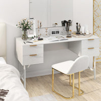Computer Desk with 4 Drawers, 120cm Home Office Desk with Storage