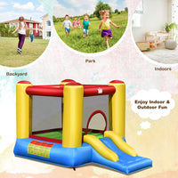 Kids Inflatable Bounce House, Jumping Castle w/Spacious Bouncing Area & Slide, Inflatable Bouncer w/Carry Bag, Stakes (Without Blower)