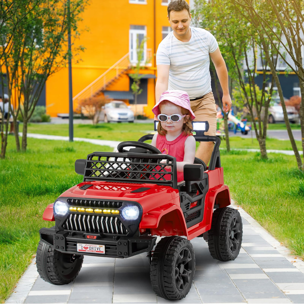 12V Kids Ride on Car Jeep, Dual Motor Toddler Electric Vehicle w/Parental Remote