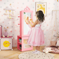 3-in-1 Freestanding Kids Jewelry Cabinet Armoire with Full Length Mirror
