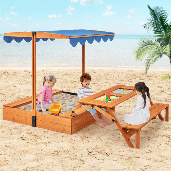 Outdoor Foldable Kids Wooden Sand Box with Lid Cover
