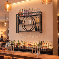 3-Tier Wall Mounted Wine Rack with Glass Holder for Home Bar