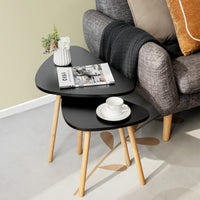 Giantex Beside Tables Nesting Coffee Table Set of 2 w/Oval Triangular Tabletop