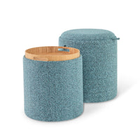 Giantex Round Ottoman Set of 2, Upholstered Storage Ottoman