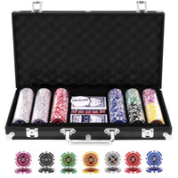 300 Pieces Casino Poker Chip Set with Aluminum Case for Party & Game