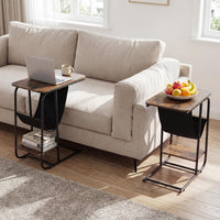 Giantex C-Shaped End Table with Canvas Book Holder & Bottom Storage Shelf