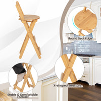 Giantex Folding Bamboo Bar Stools with Backrests