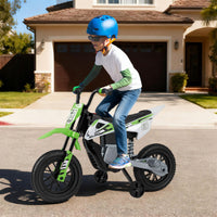 12V Kids Motorcycle with Training Wheels and Spring Suspension