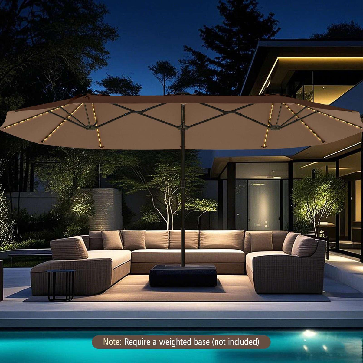 4.7 m Extra-Large Patio Umbrella w/LED Solar Lights