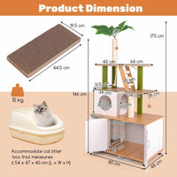 Large Cat Tree w/Litter Box Enclosure, Hidden Cat Washroom
