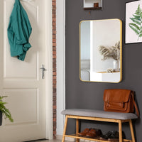 Giantex 56 x 77 cm Bathroom Makeup Mirror, Rectangular Mirror with Aluminum Alloy Frame & Rounded Corners