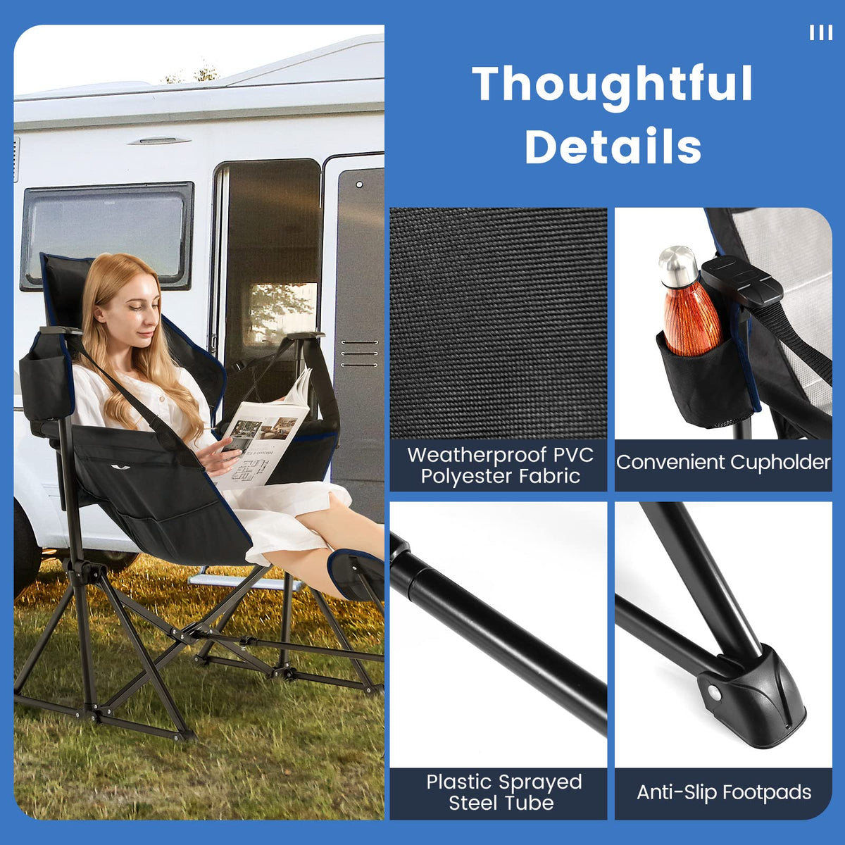 Hammock Camping Chair, Folding Camping Swinging Chair w/Retractable Footrest