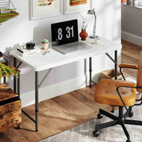 122cm Portable Camping Adjustable Fold-in-Half Table with HDPE Tabletop