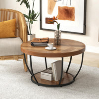 2-Tier Round Coffee Table w/Storage
