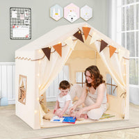 3-4 Kids Large Play Tent House with 2 Opening Doors Star Lights