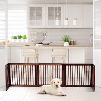 3 Panel Folding Wood Pet Slide Gate with Adjustable Length for Dogs