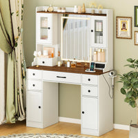 Giantex Vanity Desk with Mirror & Lights, Modern Dressing Table