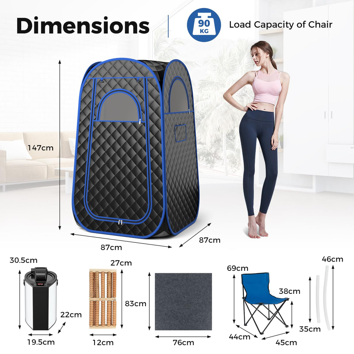 Portable Home Sauna, Full Body Steam Sauna Tent with 3L Steam Generator, Remote Control