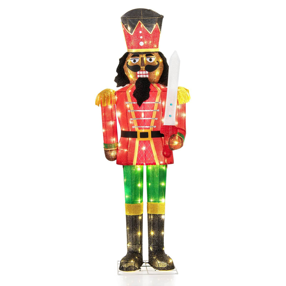 157CM Lighted Christmas Nutcracker with Glitter Sword and 100 LED Lights