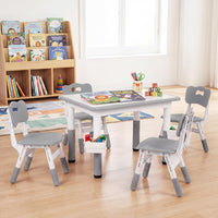 Kids Table and 4 Chairs Set, Height Adjustable Toddler Desk and Chair Set