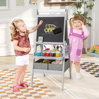 3-in-1 Kids Standing Double-sided Easel with Magnetic Chalkboard and Whiteboard