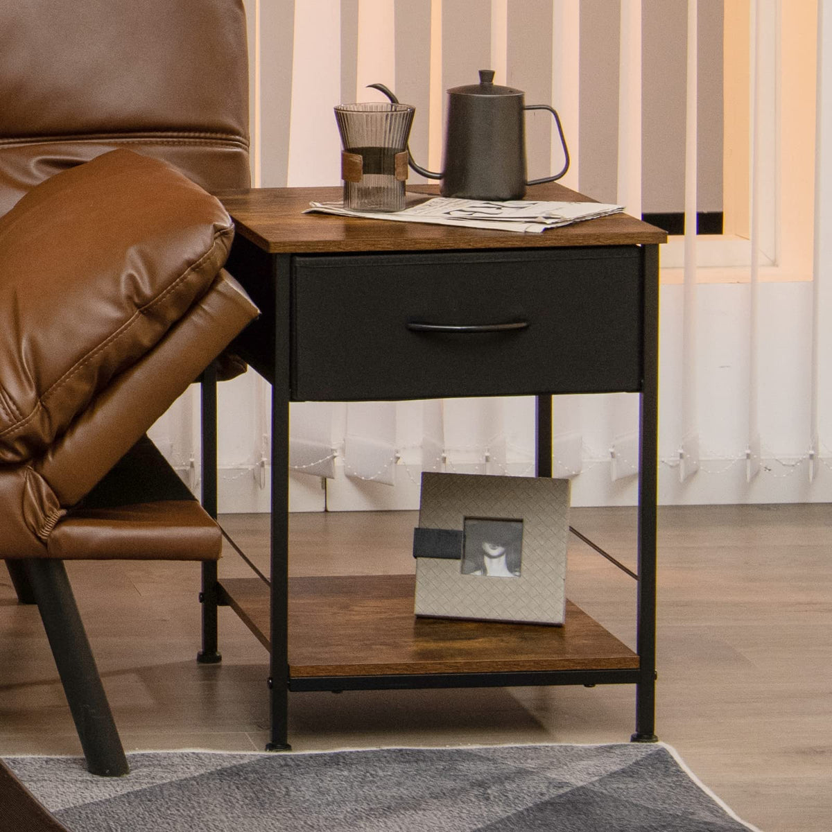 Giantex 2-Tier Nightstand Compact Sofa Side & Bedside Table