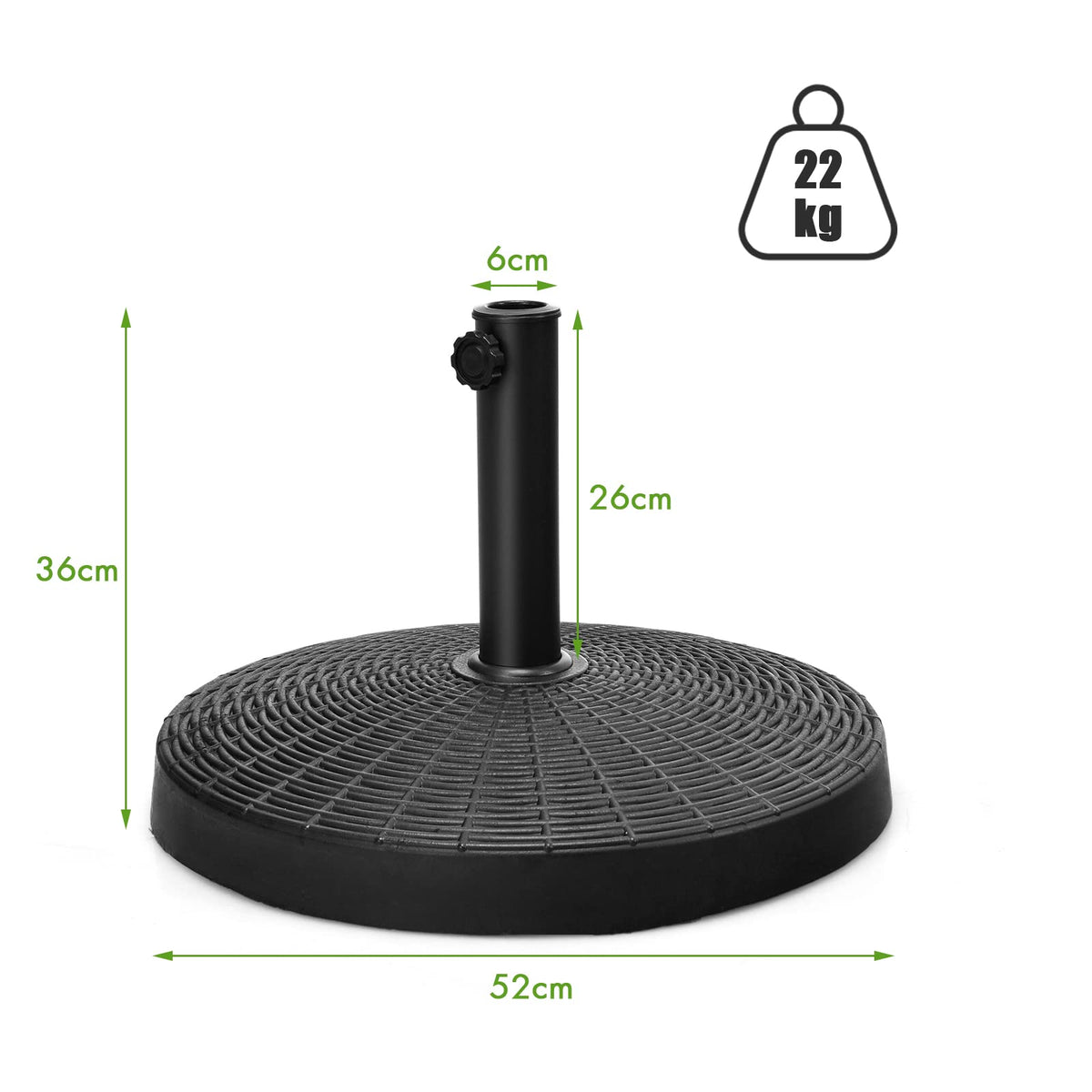 Round Patio Umbrella Base, Outdoor Resin Umbrella Stand W/Rattan Design