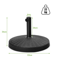 Round Patio Umbrella Base, Outdoor Resin Umbrella Stand W/Rattan Design