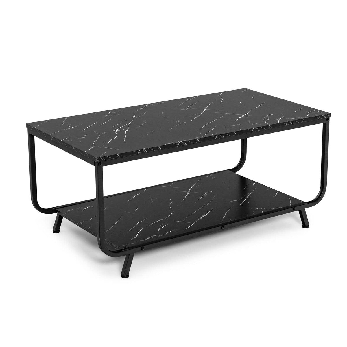 Giantex Marble Coffee Table, Modern Faux Marble Top Coffee Table w/Metal Frame