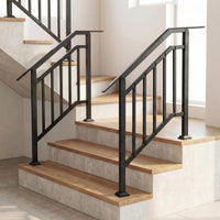 2 Pack Handrails for Outdoor Steps, 3-Step Galvanized Metal Hand Rails