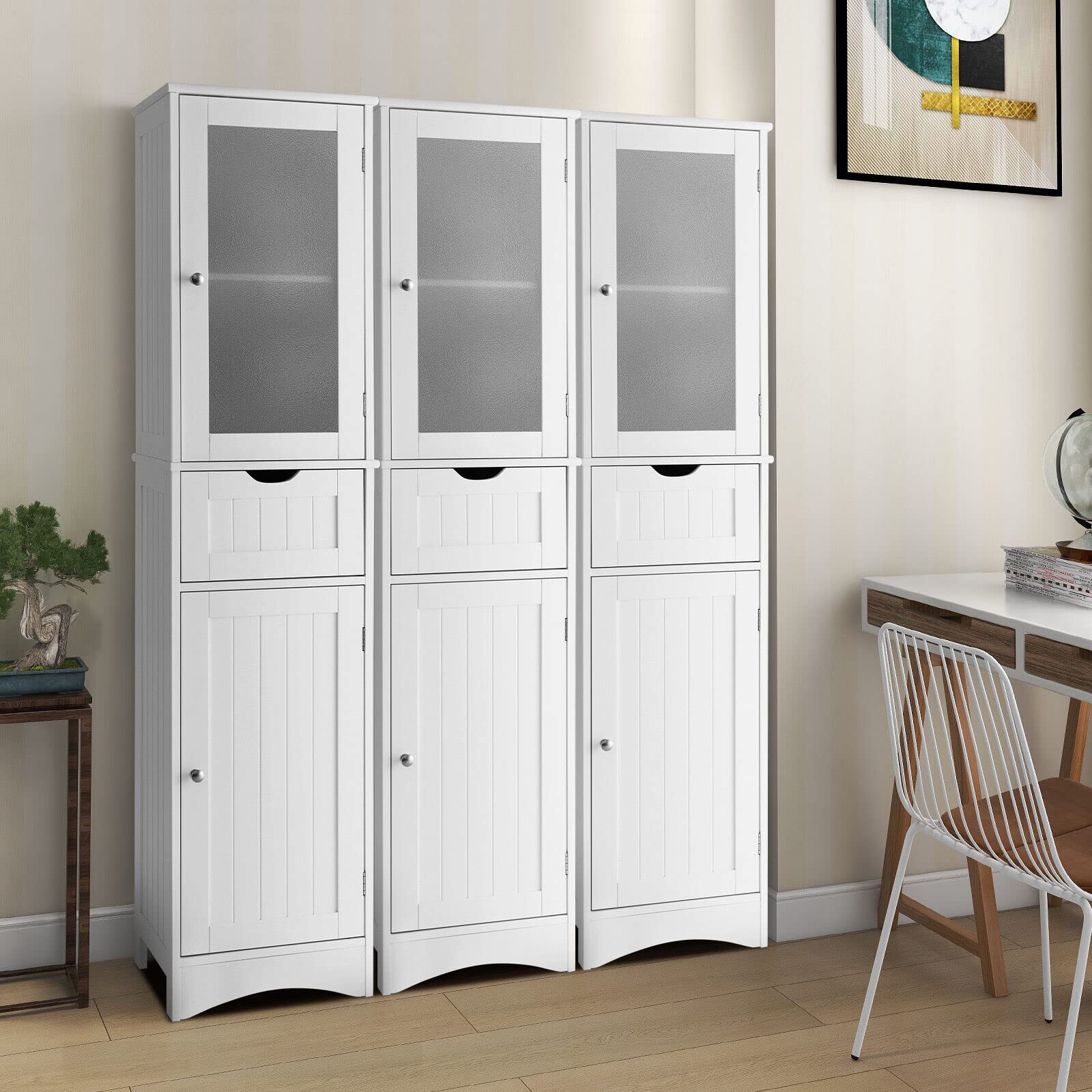 Tall skinny deals cabinet with doors