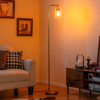 Industrial Floor Lamp with Hanging Glass Lampshade and Foot Switch
