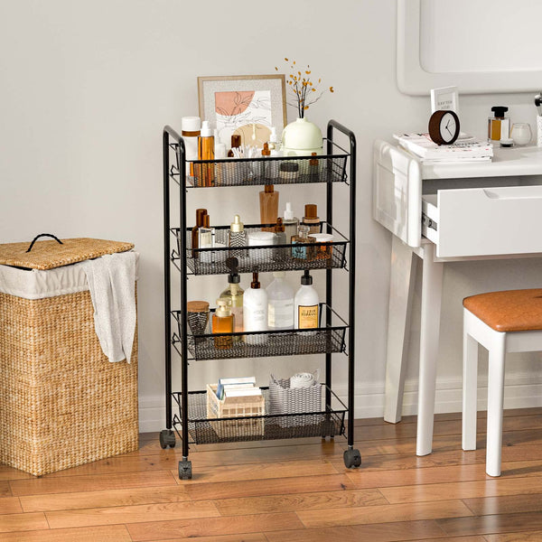 Giantex 4-Tier Slim Rolling Cart, Kitchen Serving Trolley Cart