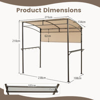 Patio Barbecue Canopy with Serving Shelf and Storage Hooks for Garden