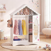 Kids Clothing Rack with Mirror, Children Dress Up Center w/Open Hanging Rack