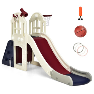 6-In-1 Large Slide with Basketball Hoop for Indoor & Outdoor Playground