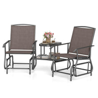 2-Seater Outdoor Glider Bench with 2-Tier Center Table