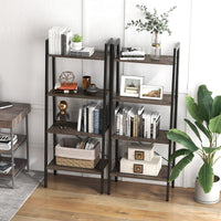 Giantex 4-Tier Bookshelf, Industrial Display Shelf with Metal Frame, Anti-Tipping Kits & Adjustable Foot Pads