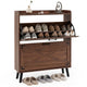 Narrow Shoe Cabinet with 2 Flip Drawers and Adjustable Shelves
