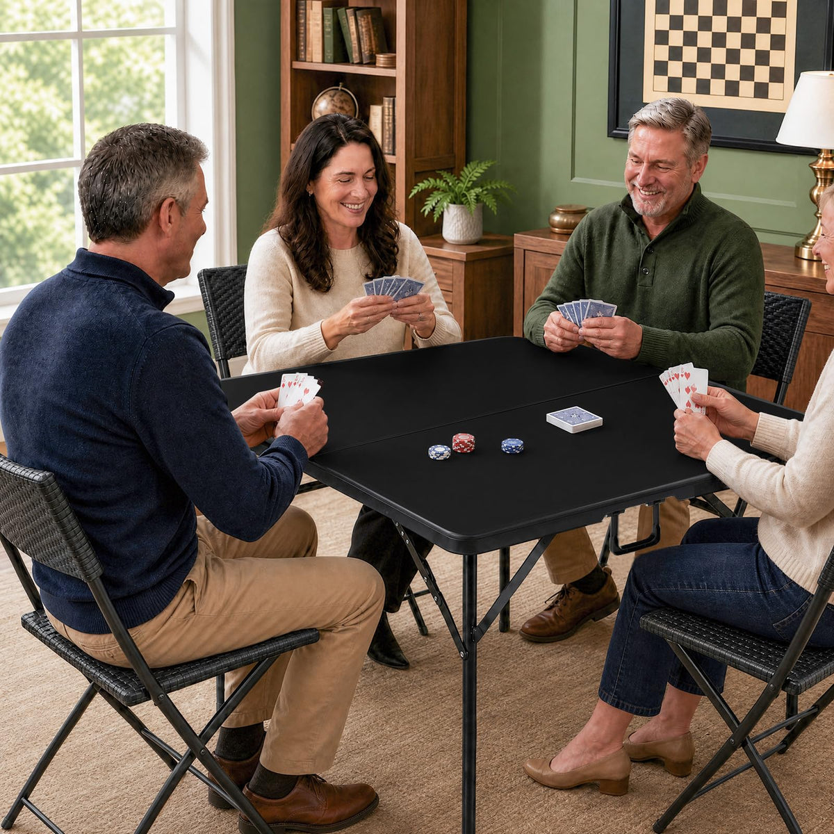 34” Folding Table, Square Foldable Card Table
