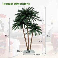 Artificial Lighted Palm Tree with Metal Base 157 Branch Tips