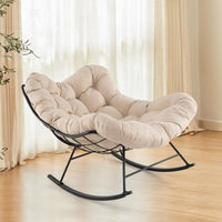 Oversized Papasan Chair with Padded Cushion & Metal Frame
