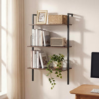 3-Tier Industrial Wall Mounted Shelves Wooden Floating Shelving Unit