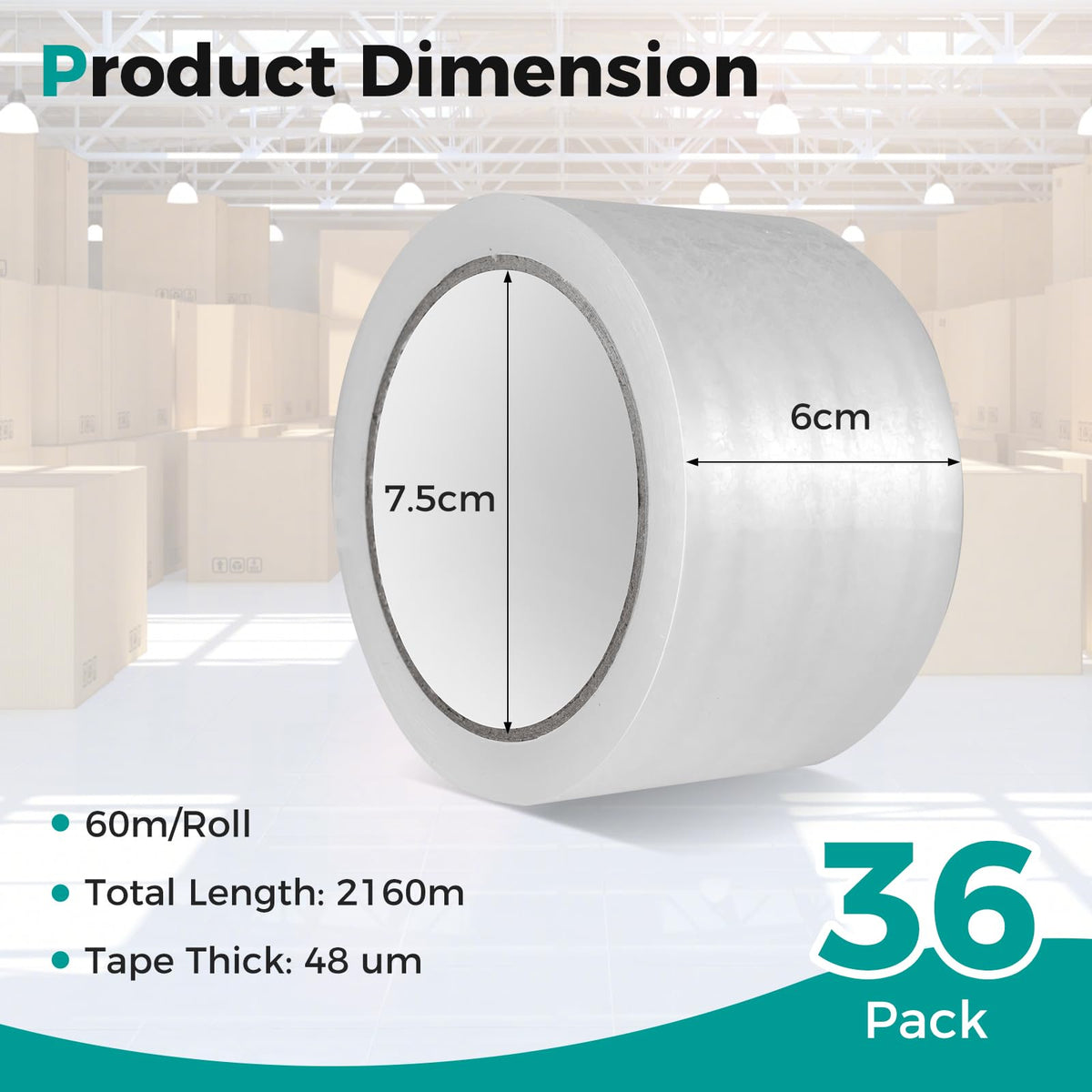 Packing Tape, 36 Rolls Heavy Duty Packaging Tape