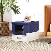 Foldable Cat Litter Box with Lid, Large Fully Enclosed Cat Toilet
