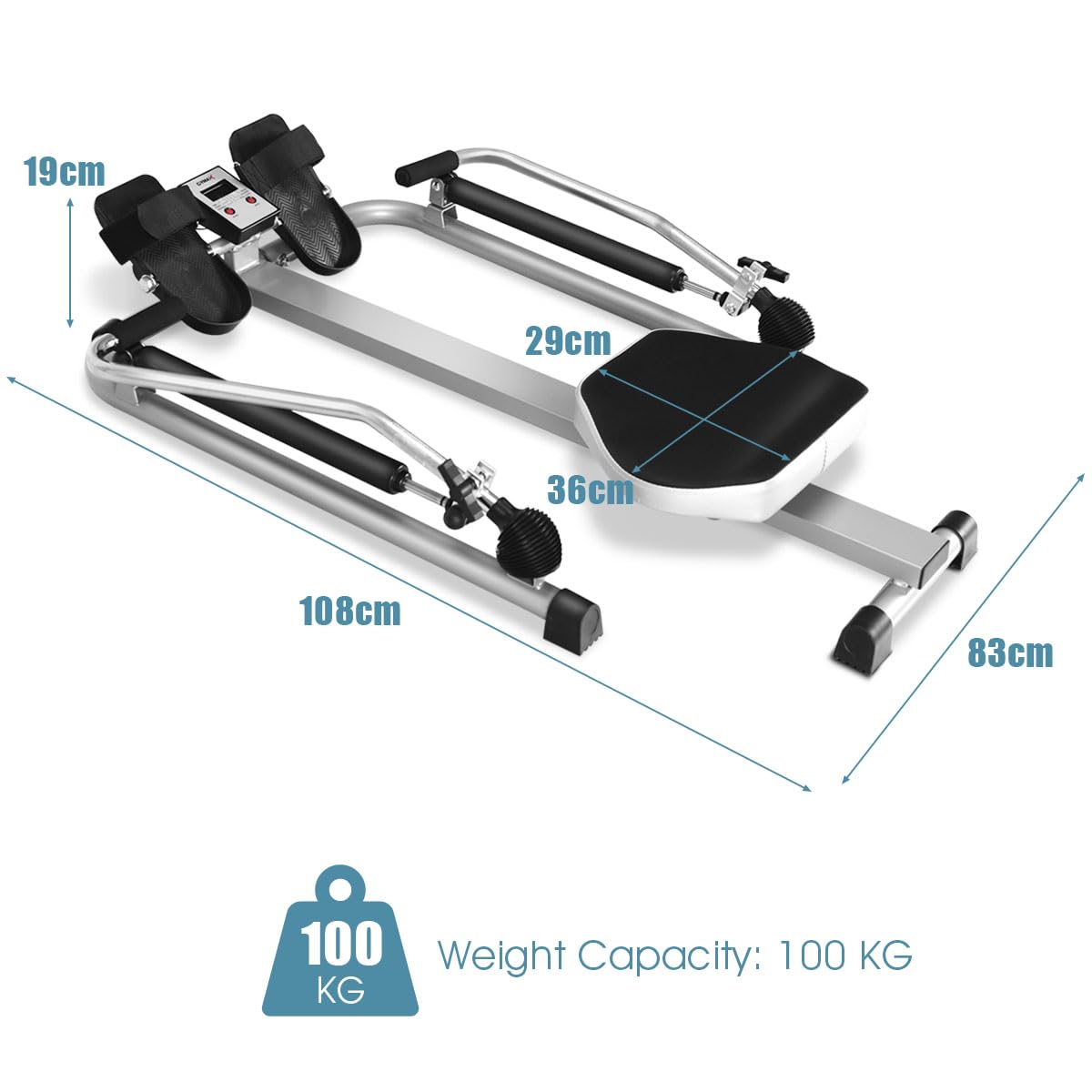 Total Motion Rowing Machine Rower with LCD Monitor