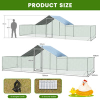 Extra Large Metal Chicken Coop, Walk-in Poultry Cage Hen Rabbit Run House