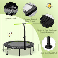 Foldable Mini Trampoline with Height Adjustable Handrail for Kids Adults