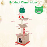 Christmas Cat Tree, 132 cm Multi-Level Cat Tower with Cat Condo