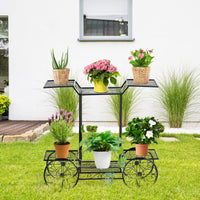 4-Tier Flower Stand, Iron Plant Stand for Indoor & Outdoor Use